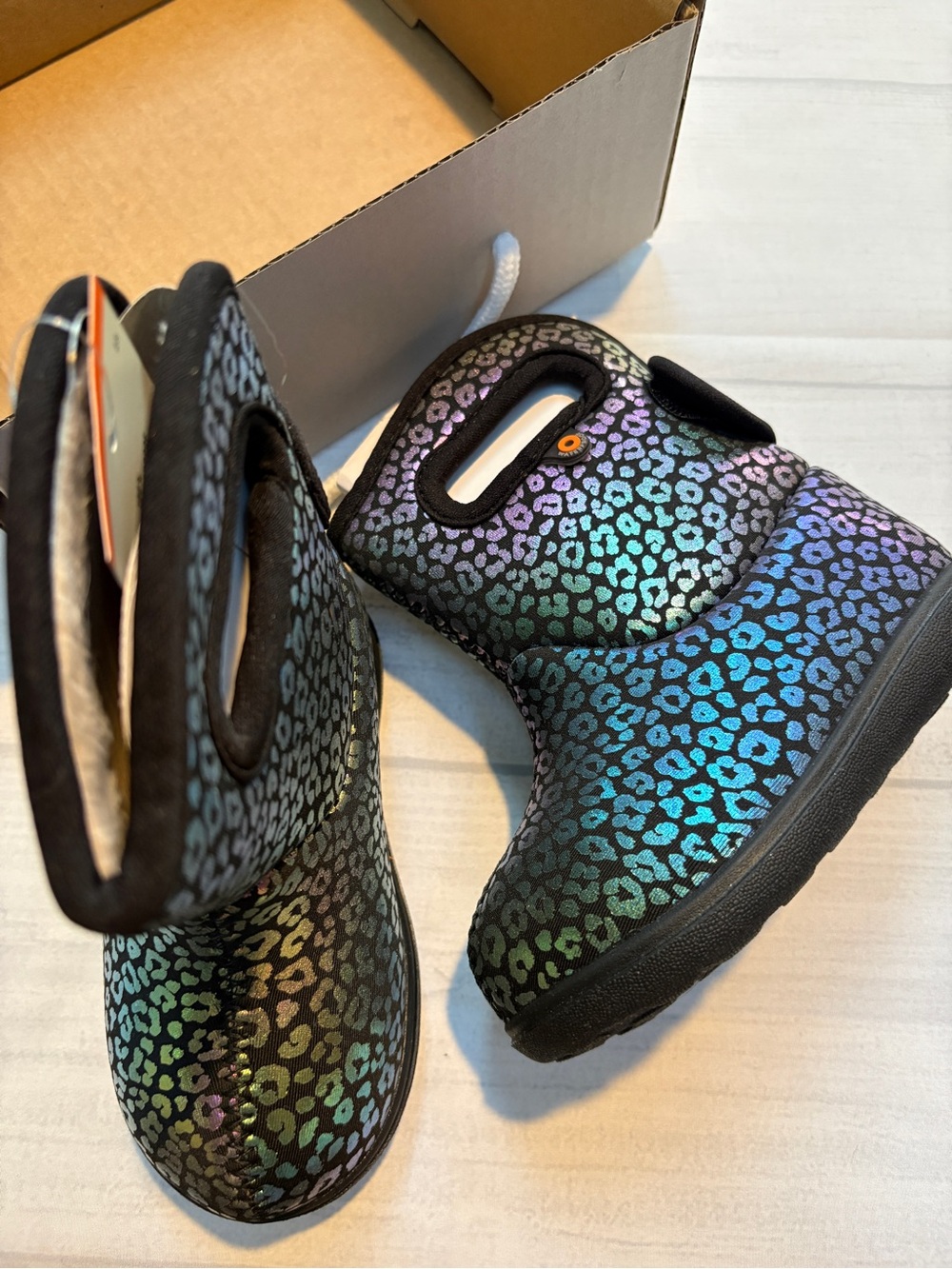 Baby Bogs Rainbow Leopard Pull-On Boots - Black Multicolor